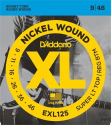 D`ADDARIO EXL125 NICKEL WOUND SUPER LIGHT TOP/ REGULAR BOTTOM 9-46