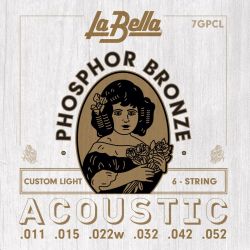 7GPCL-BULK-24 Струны для акустической гитары, 24 комплекта, ф.бронза, 11-52, La Bella