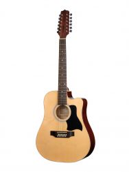 W12205CTW-NAT Standart Western Акустическая гитара 4/4, 12-струнная с вырезом, Hora.