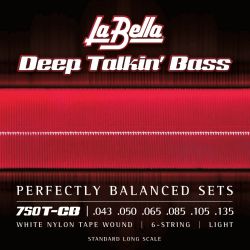750T-CB Комплект струн для 6-струнной бас-гитары с белым нейлоном 043-135T, La Bella