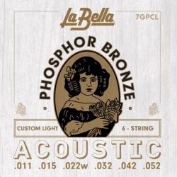 7GPCL-BULK Струны для акустической гитары, 144 комплекта, ф.бронза, 11-52, La Bella