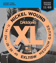 EXL115W XL NICKEL WOUND Blues/Jazz Rock 3rd Wound 11-49 D`Addario