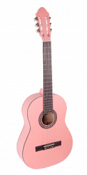 STAGG C440 M PK - классическая гитара, размер 4/4, верхняя дека, задняя дека и обечайка: липа, гриф: композитный орех, накладка: палисандр, цвет: розовый