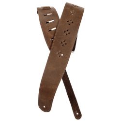 25PRF02 Vented Leather Ремень для гитары, коричневая кожа, рисунок отверстий Diamonds, Planet Waves