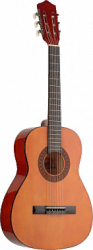 STAGG C530 - классическая гитара, размер 3/4, верхняя, задняя дека и обечайка: липа, гриф: нато, накладка грифа и бридж: цельный клен, мензура: 590 мм, цвет: натуральный