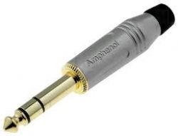 ACPS-GN-AU Штекер Jack 6.3мм, стерео штекер, на кабель, позолоченные контакты, Amphenol