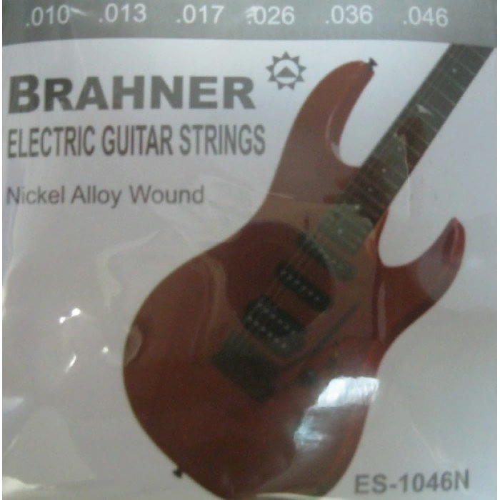 Струны для электрогитар BRAHNER ES-1046N (Пр-во Китай) (10-13-17-26-36-46) круглая, никелированная, стальная навивка. Стальная сердцевина