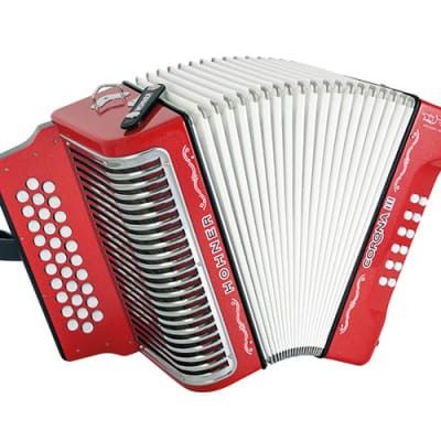 Аккордеон диатонический HOHNER Corona III BbEbAb E. Zuleta, red glitter