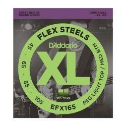 EFX165 FlexSteels Комплект струн для бас-гитары, Custom Light, 45-105, сталь, Long Scale, D'Addario