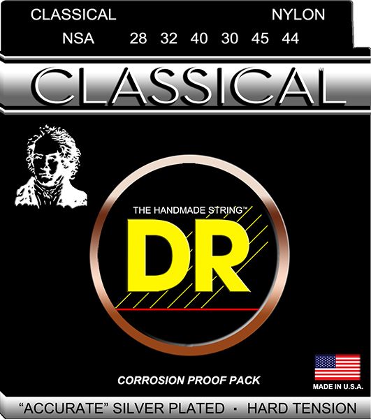 NSA Комплект струн для классической гитары, посеребренные, DR