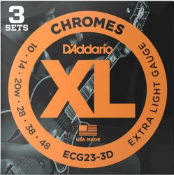 ECG23-3D Chromes Cтруны для электрогитары, Extra Light, 10-48, 3 комплекта, D'Addario
