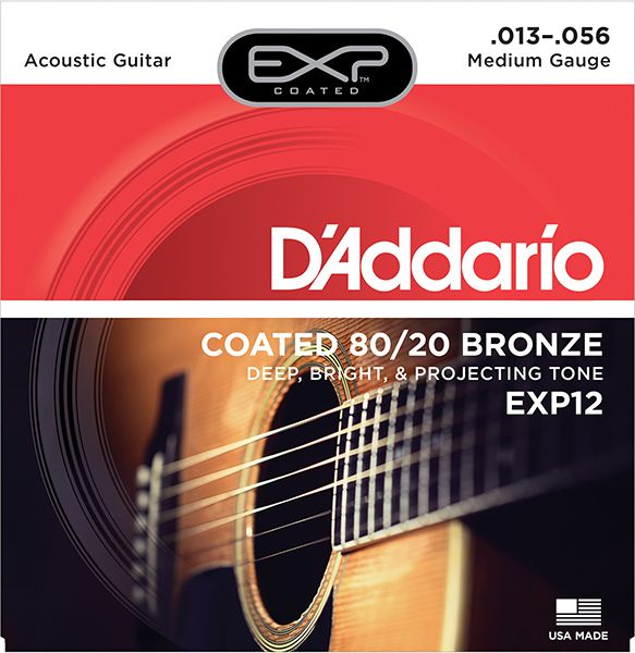 EXP12 COATED 80/20 Струны для акустической гитары Medium 13-56 D`Addario
