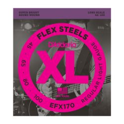 EFX170 FlexSteels Комплект струн для бас-гитары, Light, 45-100, сталь, Long Scale, D'Addario