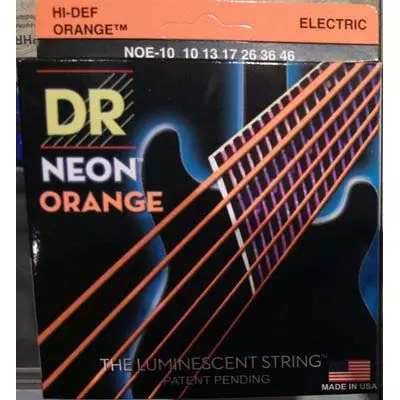 DR Strings NOE-10  Струны для электрогитары NEON Orange Electric 10-46 Medium, оранжевый неон