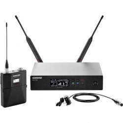 SHURE QLXD14E/83 G51 цифровая радиосистема с петличным микрофоном WL183, конденсаторным всенаправленным, 470-534 МГц. Черный