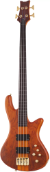 Бас-гитара безладовая  SCHECTER STILETTO STUDIO-4 FL HSN - бас-гитара 4-струнная безладовая. Материал корпуса: красное дерево (махагон), верх корпуса: бубинга, материал грифа: клен/многослойный орех, накладка грифа: палисандр, бриджевый звукосниматель