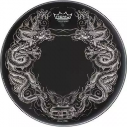 Remo PA-1322-TT-T08  22" Tattoo Skyn, передний пластик для бас барабана, дракон, чёрный