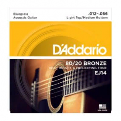 D`Addario EJ-14  Струны для акустической гитары бронза 80/20, Bluegrass 12-56