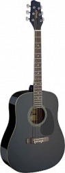 STAGG SA20D BLK - акустическая гитара, 20 ладов, верхняя дека, задняя дека и обечайка: липа, гриф: нато, накладка: тополь, цвет: черный.