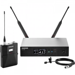 SHURE QLXD14E/93 G51 цифровая радиосистема с петличным микрофоном плоским WL93, конденсаторным всенаправленным, 470-534 МГц. Черный