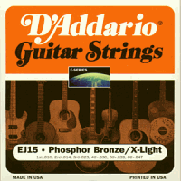 D`Addario EJ-15  Струны для акустической гитары фосфор/ бронза, Extra Light 10-47