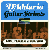 D`Addario EJ-16  Струны для акустической гитары фосфор/ бронза, Light 12-53
