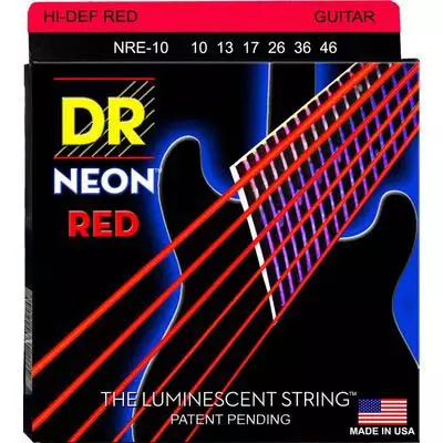 DR Strings NRE-10  Струны для электрогитары NEON Red Electric 10-46 Medium, красный неон