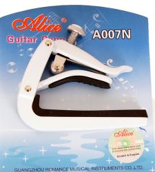 A007N-A/WH Каподастр для акустической гитары, белый, Alice