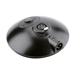 K&M 29377-000-55  настольная подставка для микрофона "Gooseneck" с кнопкой и индикаторами, чёрная