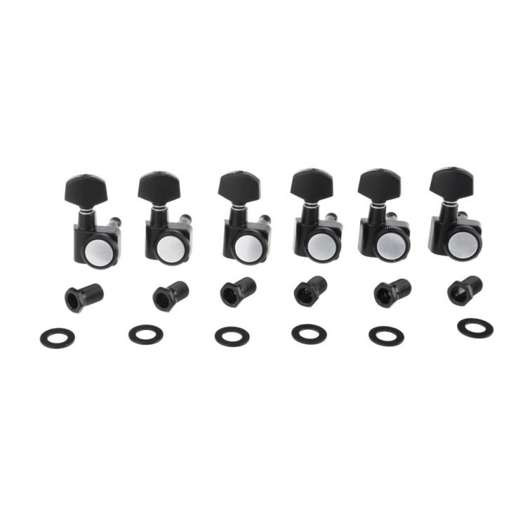 MX1510BK Колки для гитары, 6л, локовые, черные, Musiclily