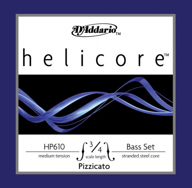 HP610-3/4M Helicore Pizzicato Комплект струн для контрабаса 3/4, среднее натяжение, D'Addario