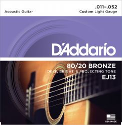 D'Addario EJ13 80/20 BRONZE CUSTOM LIGHT 11-52