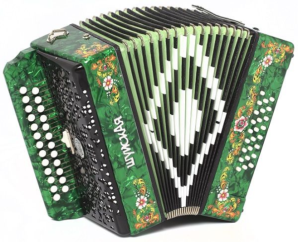 S32XL-A-GR Гармонь "Шуйская" 25х25-III-2, зеленая, Шуйская гармонь