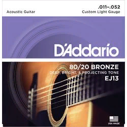 D`Addario EJ-13  Струны для акустической гитары бронза 80/20, Custom Light, 11-52