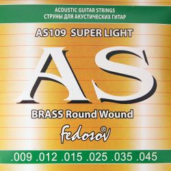 AS109 Brass Round Wound Комплект струн для акустической гитары, латунь, 09-45, Fedosov