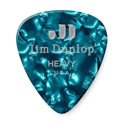 Dunlop 483P11HV Celluloid Turquoise Pearloid Heavy 12Pack  медиаторы, жесткие, 12 шт.