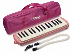STAGG MELOSTA32 PK - пианика,32 клавиши, мундштук, гибкая трубка, в мягком чехле, длина 41 см, цвет: Розовый