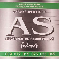AS309 Silverplated Round Wound Комплект струн для акустической гитары, п/медь, 9-45 Fedosov