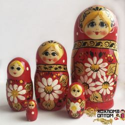 LHM10164 Матрешка "Ромашка" 5 кукольная, Хохлома
