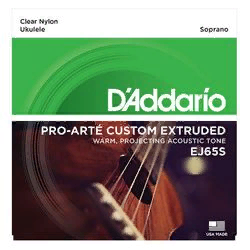 D`Addario EJ65S  струны для укулеле сопрано, прозрачный нейлон, 0.0240, 0.0322, 0.0340, 0.0280