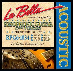 RPG6-1034 Комплект струн для резонаторной гитары, фосфорная бронза, 10-34, 6-C, La Bella