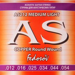 AS212 Copper Round Wound Комплект струн для акустической гитары, медь, 12-54, Fedosov
