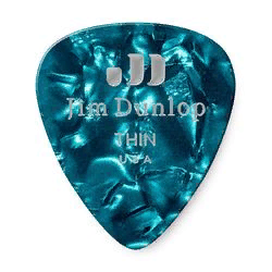Dunlop 483P11TH Celluloid Turquoise Pearloid Thin 12Pack  медиаторы, тонкие, 12 шт.
