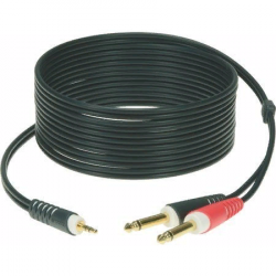 Klotz AY5-0100  коммутационный кабель мини Jack 3,5 стерео/ 2 х Jack 6,3 моно 1м черный, разъем KLOTZ
