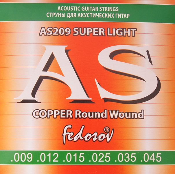 AS209 Copper Round Wound Комплект струн для акустической гитары, медь, 09-45, Fedosov