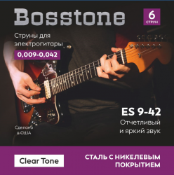 Bosstone Clear Tone ES 9-42 Струны для электрогитары сталь с никелевым покрытием калибр 0.009-0.042