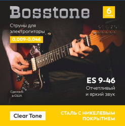 Bosstone Clear Tone ES 9-46 Струны для электрогитары сталь с никелевым покрытием калибр 0.009-0.046