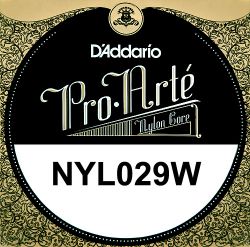 NYL029W Отдельная струна для классической гитары, нейлон/посеребренная, D'Addario