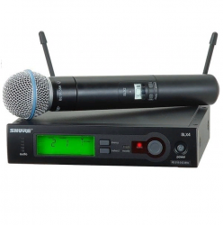 SHURE SLX24E/B58-P4 радиосистема ручным микрофоном Beta 58, динамическим суперкардиоидным, 702-726 МГц. Черный