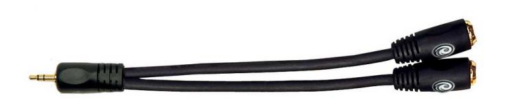 PW-P047ZZ Переходник с 1/8" (3,5мм) штекер стерео на 2х 1/8" (3,5мм) гнездо стерео, Planet Waves